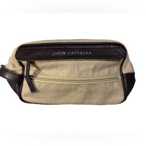 John Varvatos Zippered Duffel Travel Bag Brown And Tan Lightweight For Men